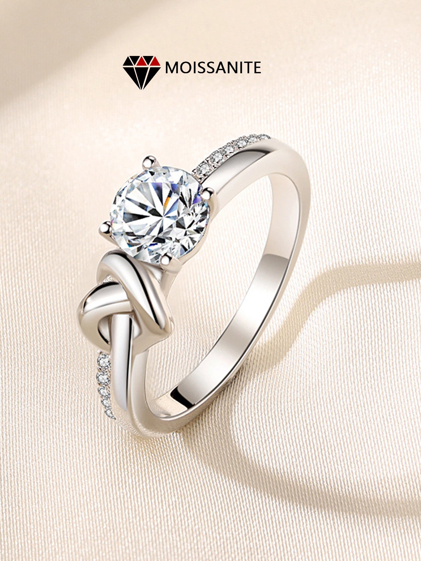 Designer Sterling Silver 925 Bridal Wedding Rings Trendy Elegant Inlaid Moissanite Unique for Women, Size 7