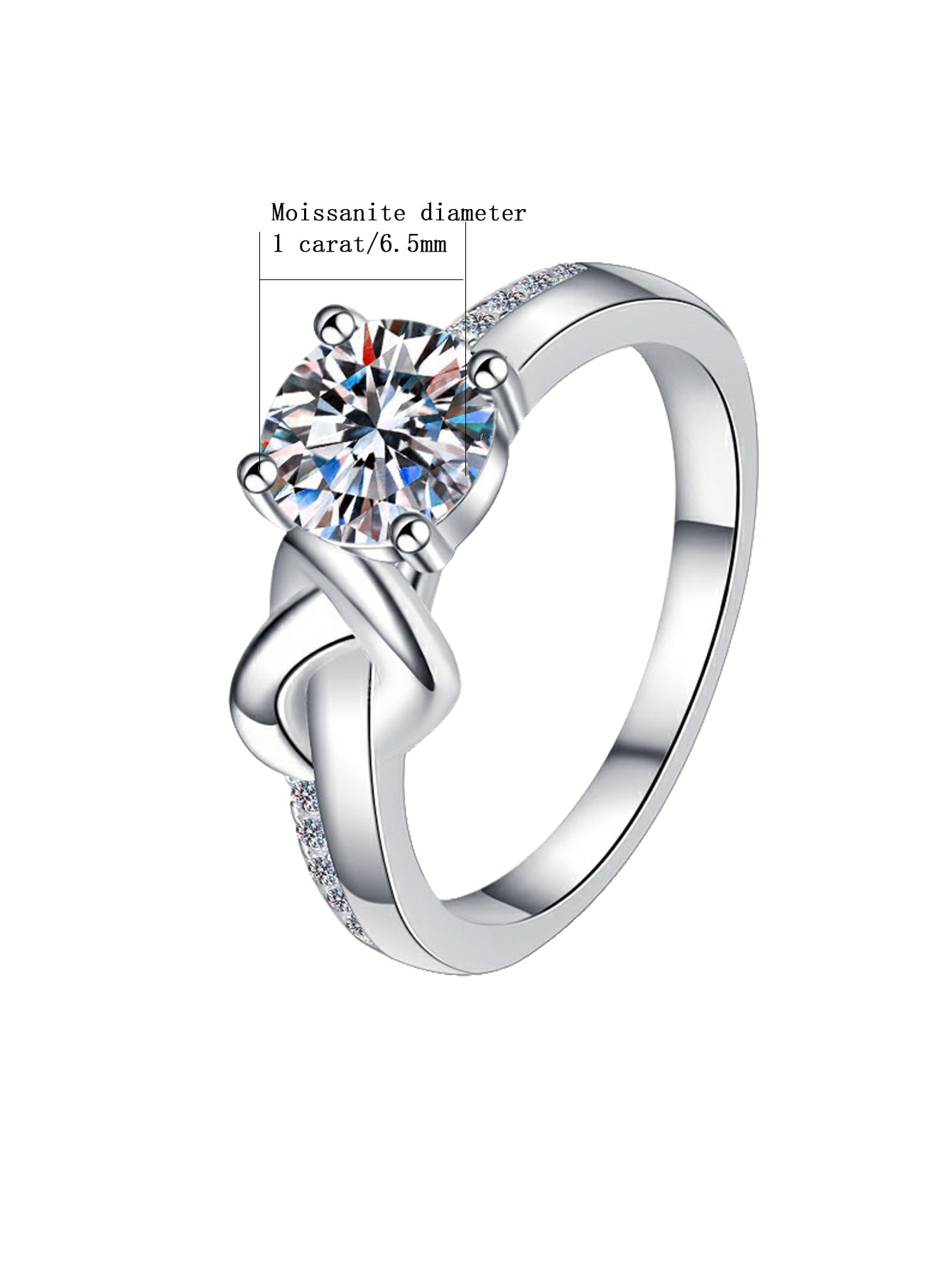 Designer Sterling Silver 925 Bridal Wedding Rings Trendy Elegant Inlaid Moissanite Unique for Women, Size 7