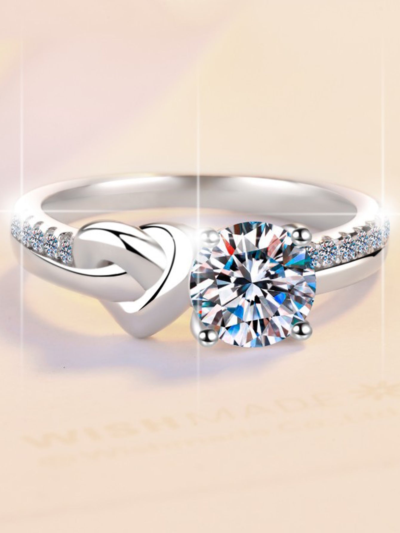 Designer Sterling Silver 925 Bridal Wedding Rings Trendy Elegant Inlaid Moissanite Unique for Women, Size 7