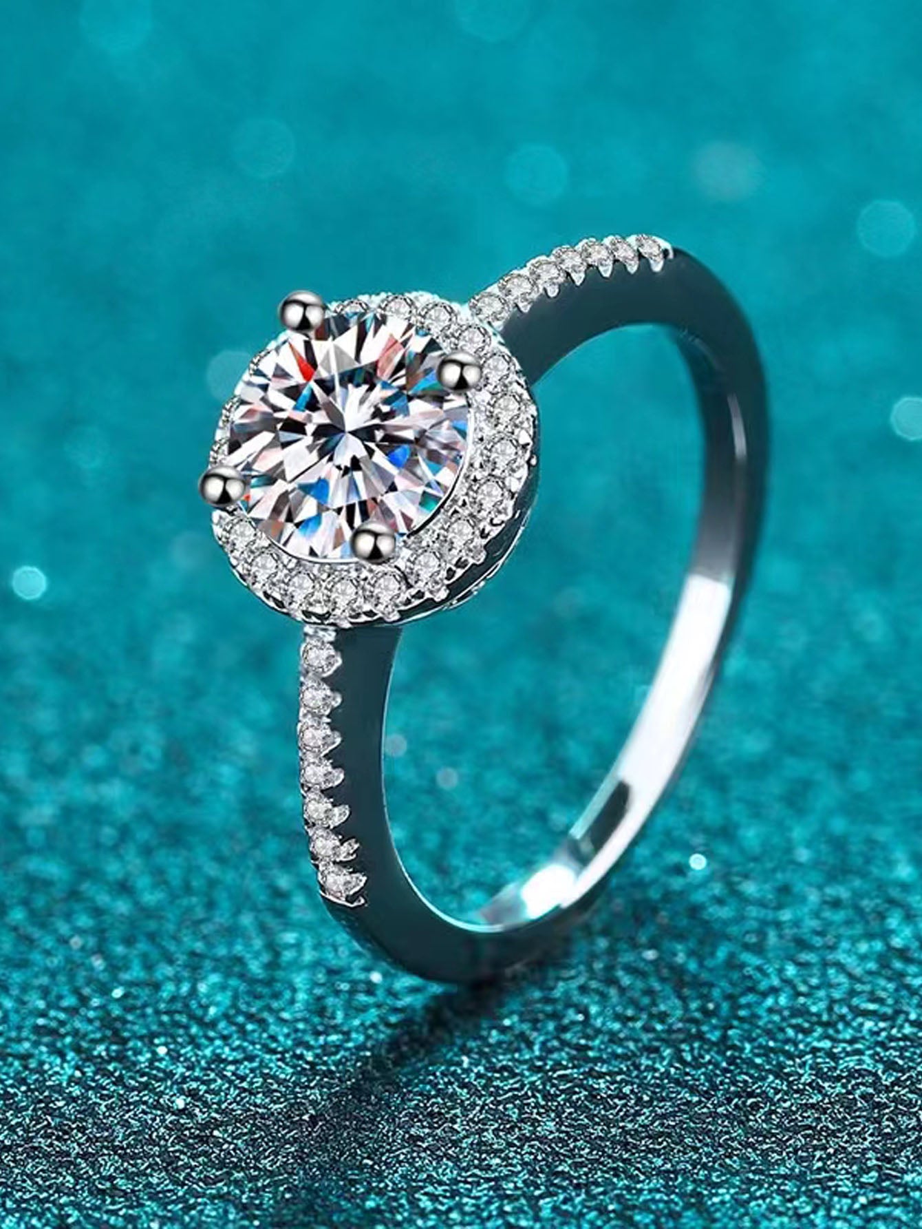 S925 Sterling Silver Moissanite Rings Round Charm Design for Wedding or Engagement Stylish Jewelry