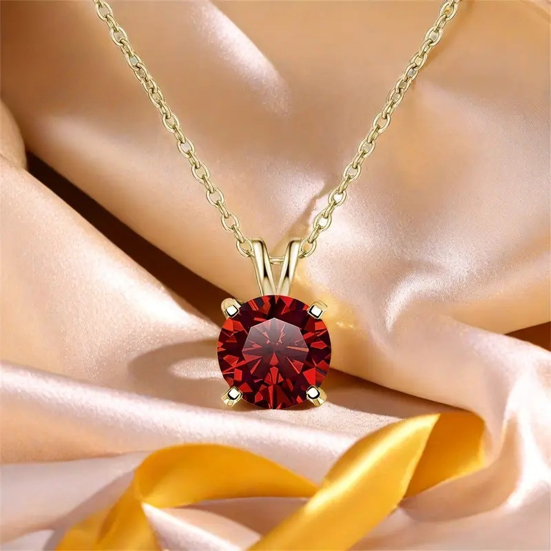 Fine Jewelry Unisex Classic S925 Sterling Silver Pendant Necklace Colour Moissanite VV1 Link Chain Valentine Gift Certified, Gold, 2ct, Gold stone