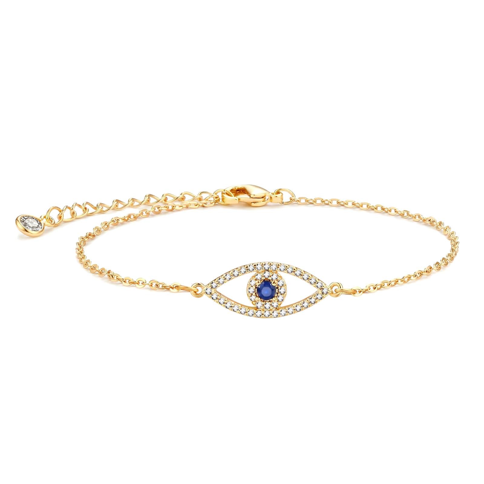 "Evil Eye" Bracelet, 18K Gold Plated Steel