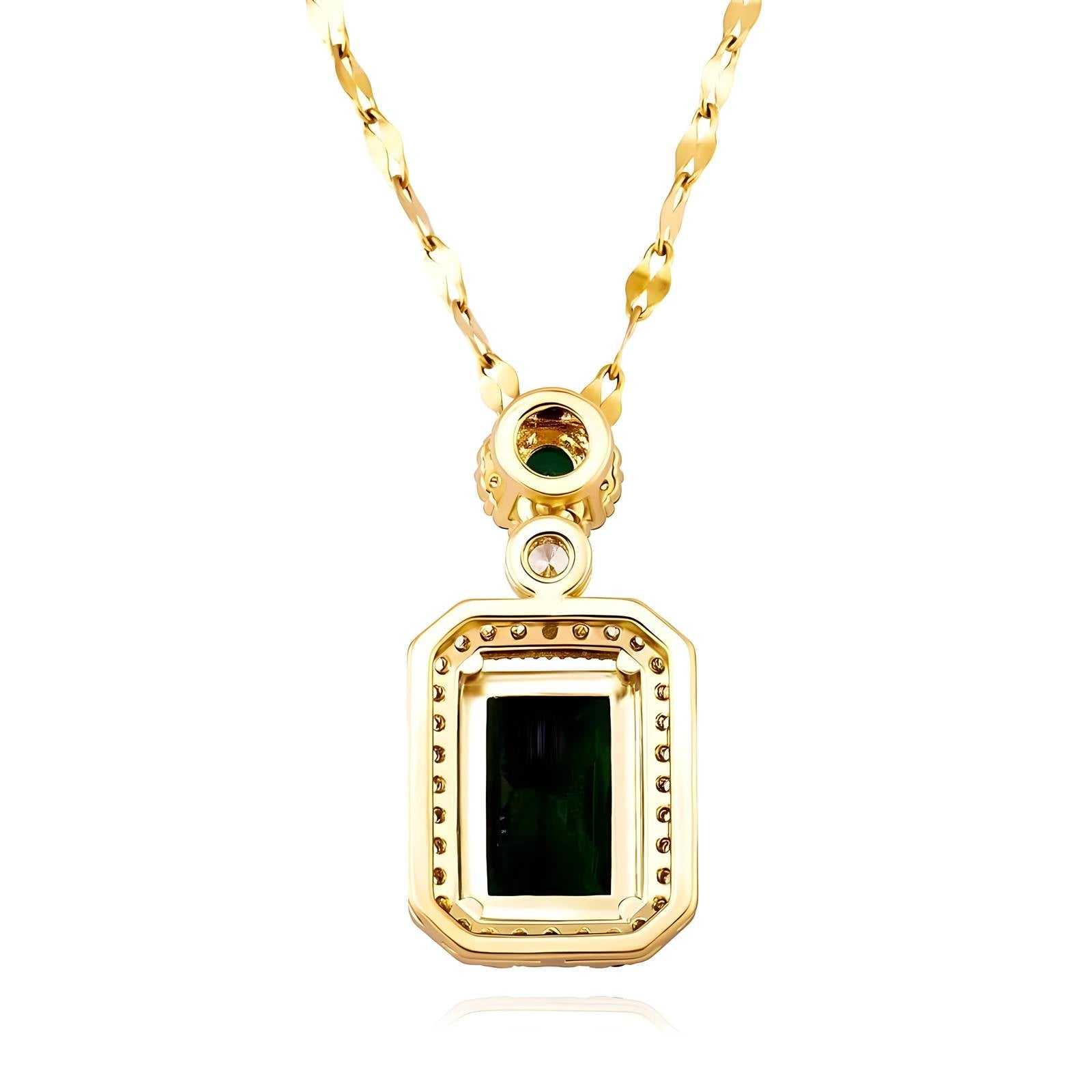 Necklace with Cubic Zirconia stone, 18K Gold Plated Steel
