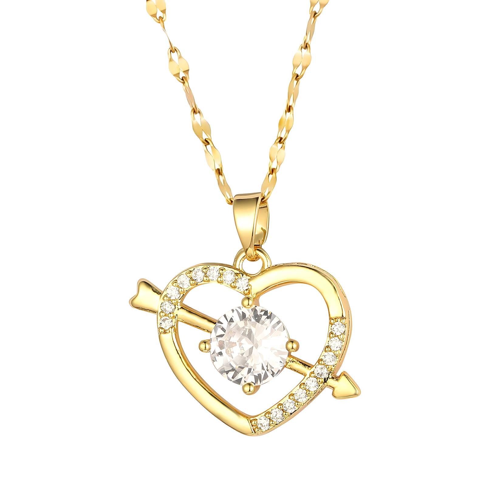 "Hearts" Necklace, 18K Gold Plated Steel