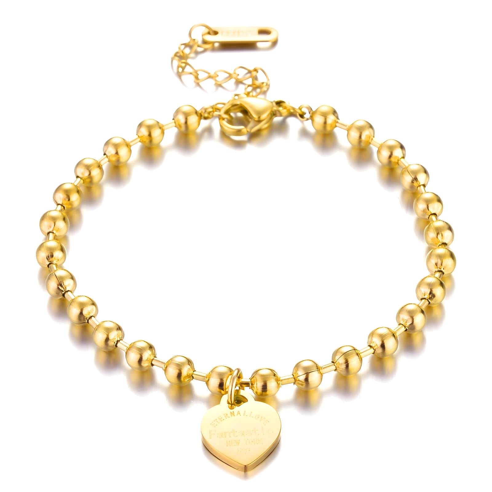 "Hearts" Bracelet, 18K Gold Plated Steel