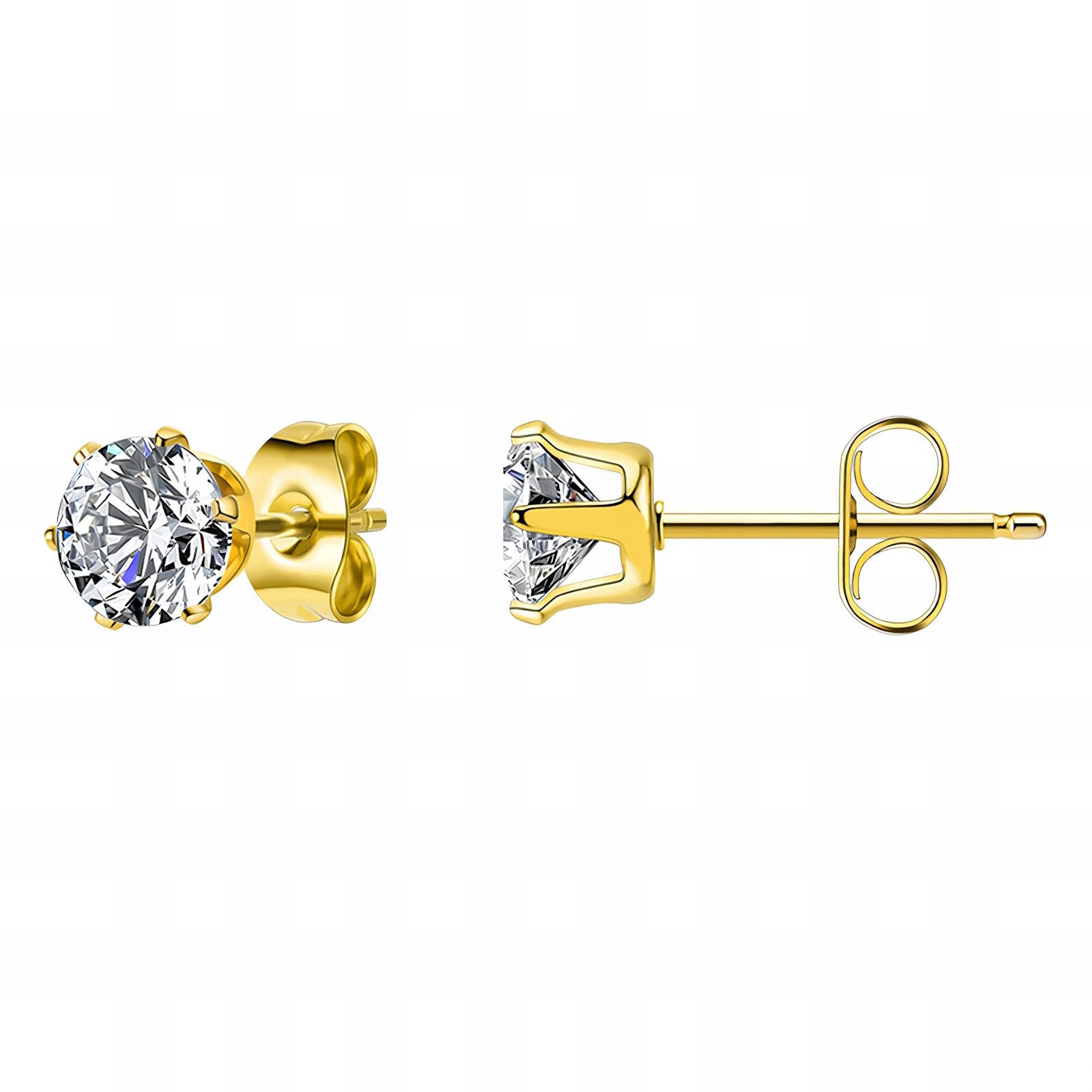 Stud Earrings, 18K Gold Plated Steel Waterproof