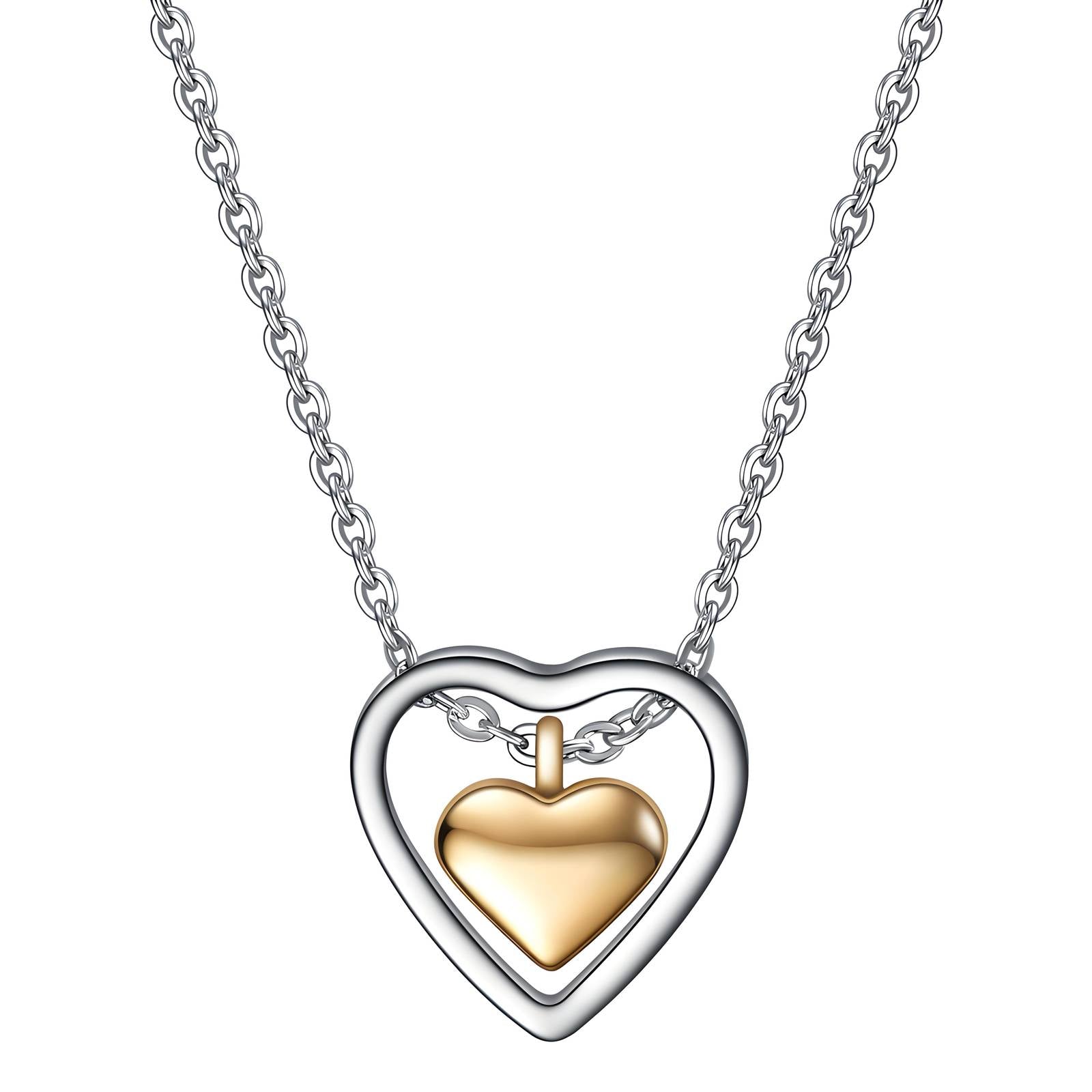"Hearts" Necklace, 18K Gold Plated Steel
