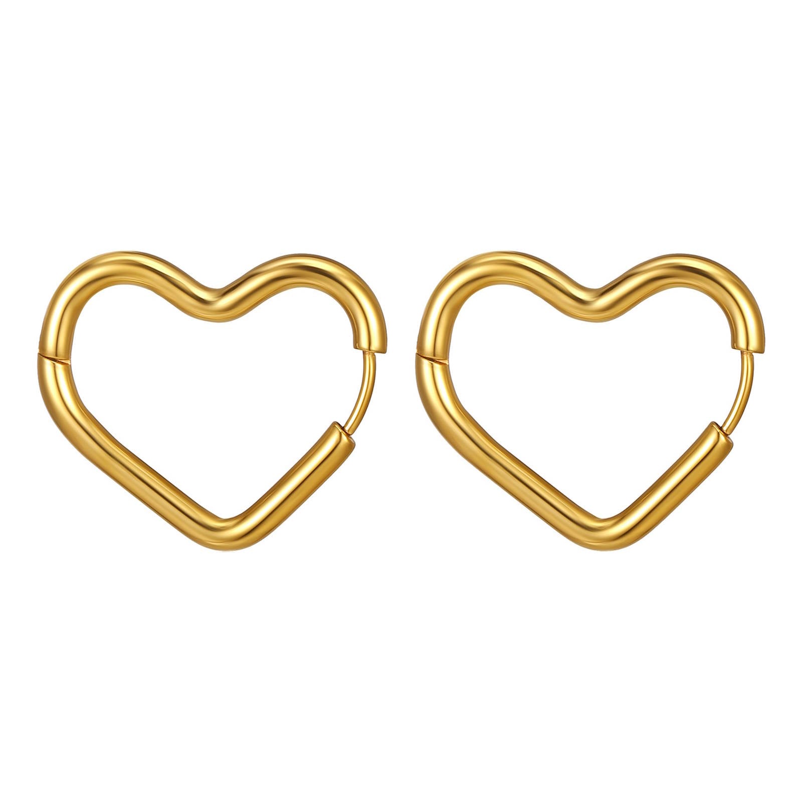 "Hearts" Earrings, 18K Gold Plated Steel