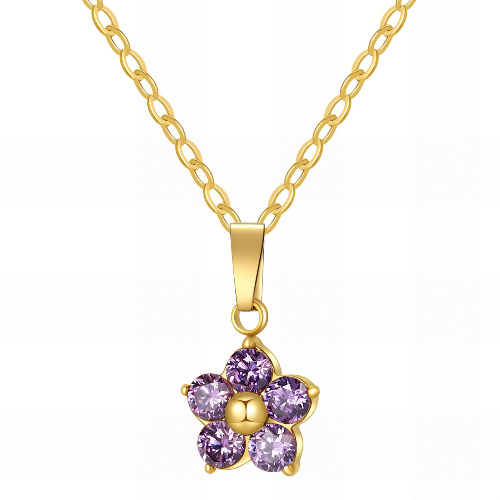 "Flower" Necklace, 18K Gold Plated Steel