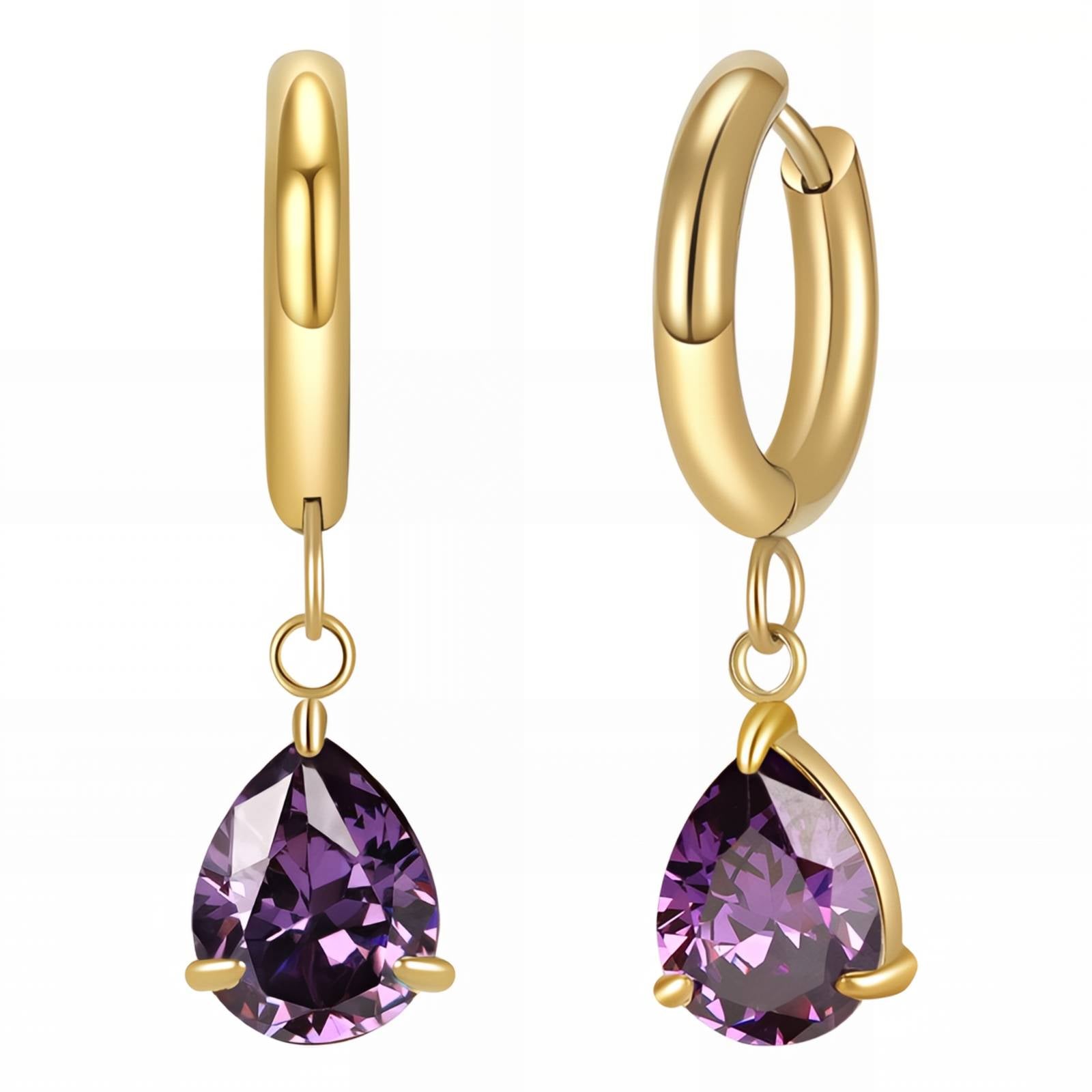 Waterproof Drop Earrings, 18K Gold Plated Steel