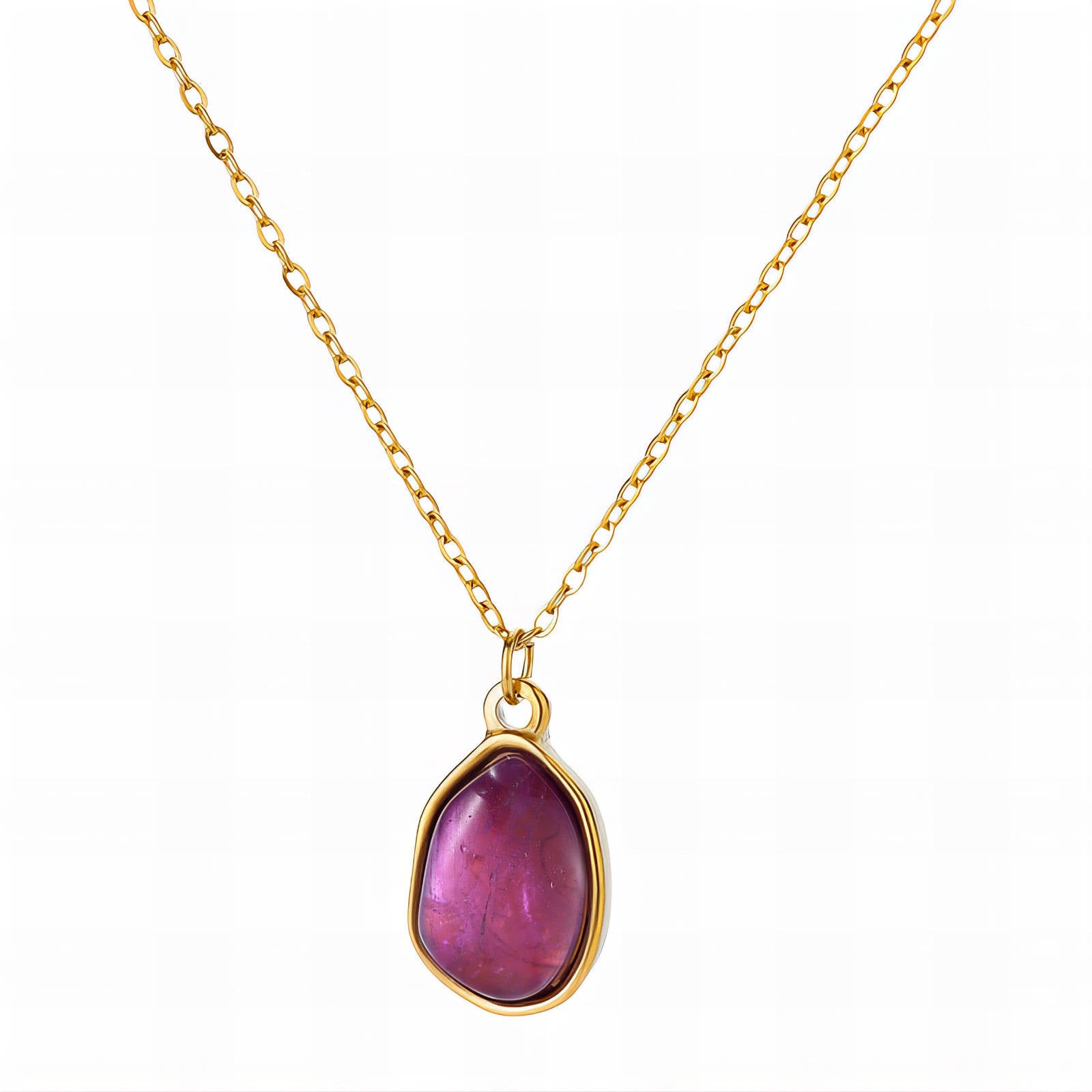 Teardrop Necklace, 18K Gold Plated Steel