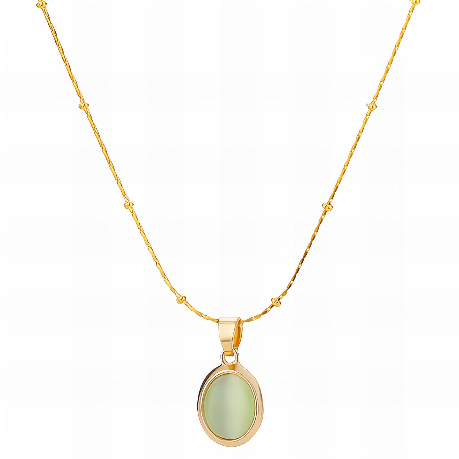 Oval Pendant Necklace, 18K Gold Plated 316 Stainless Steel