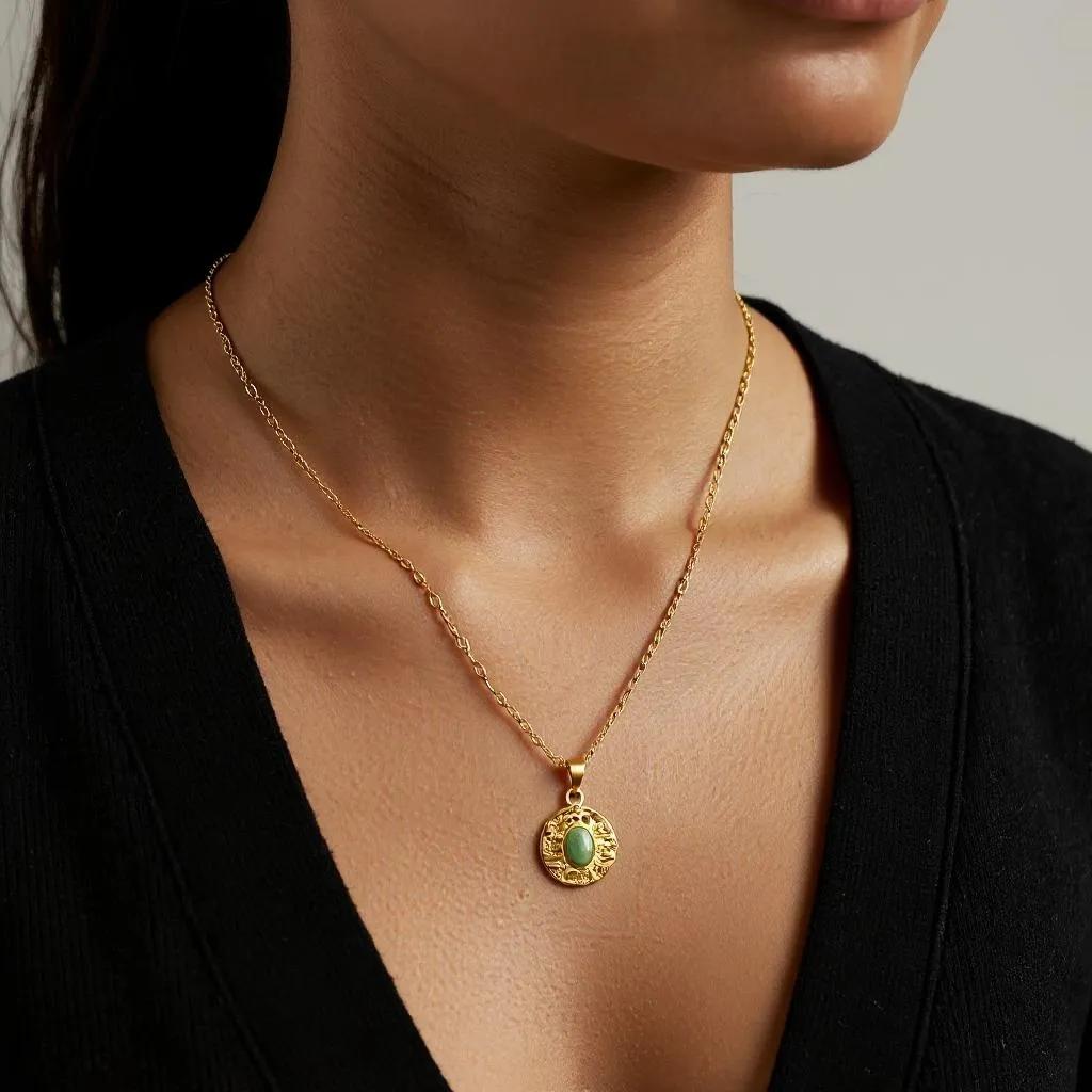 Vintage Medallion Necklace – 316 Stainless Steel Gold-Plated, Waterproof & Hypoallergenic