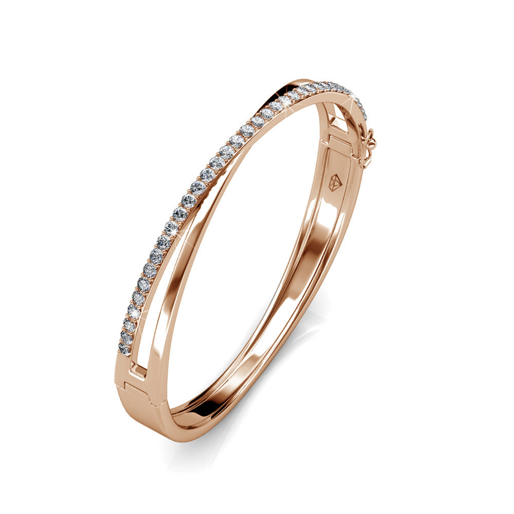 Rose Gold plated delicate Women Bangle Embellished with Swarovski ® Crystals.