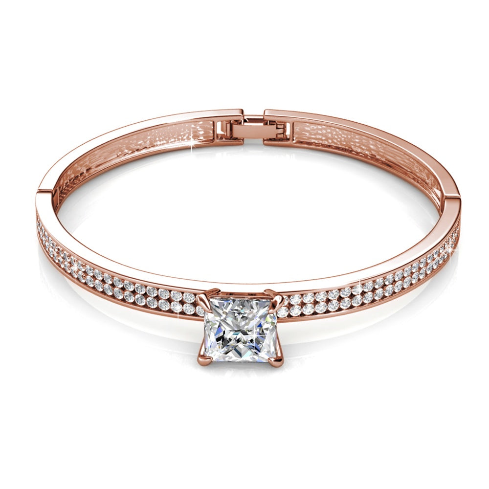 18k Rose Gold/White Gold Plated Bracelet Embellished with Swarovski Crystals