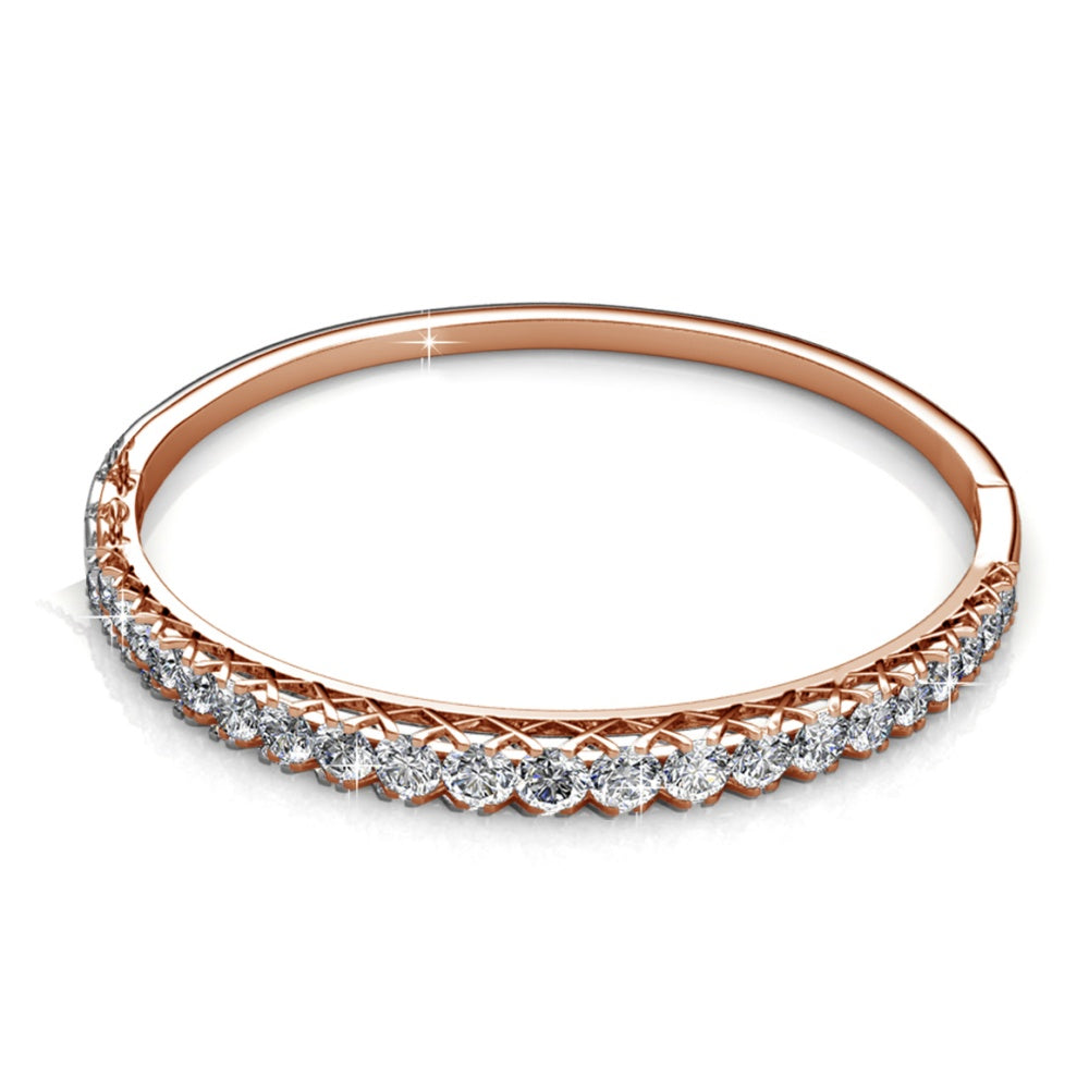 Luxury Circle Tennis Bangle Bracelet Embellished with Swarovski Crystals 925 Sterling Silver