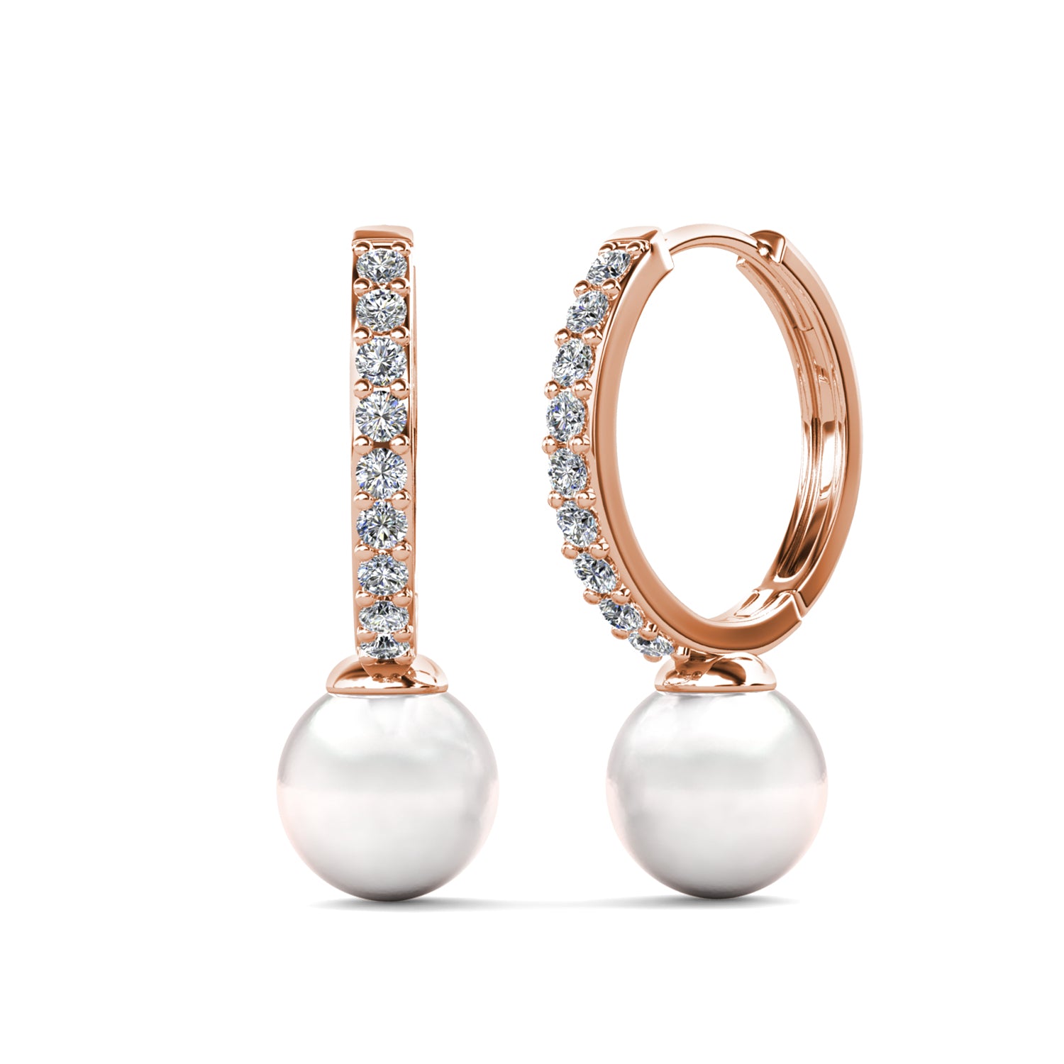 Pearl Hoop Earrings Embellished with Swarovski ® Crystals Earrings