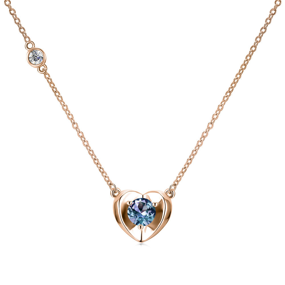 Luxury Delicate Alexandrite Heart Pendant Necklace