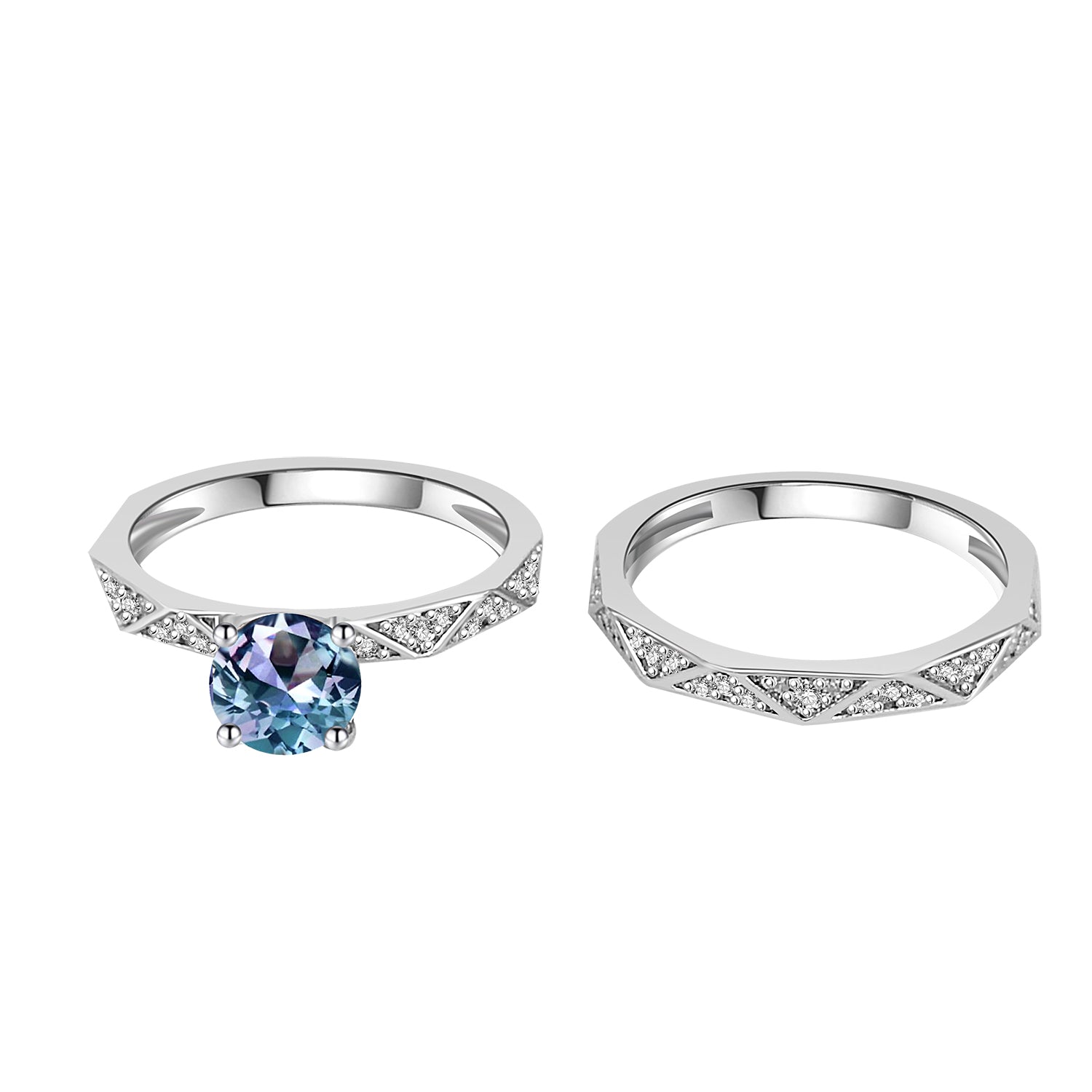 925 Sterling Silver Color Change Alexandrite Luxury Stack Ring