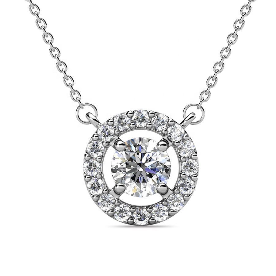 Halo Pendant Vintage Embellished with Swarovski ® Crystals Sparkling Stone Necklace