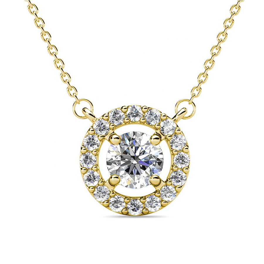 Halo Pendant Vintage Embellished with Swarovski ® Crystals Sparkling Stone Necklace