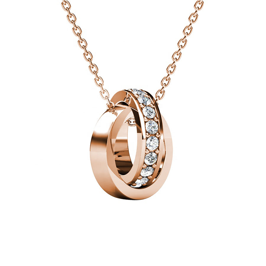 S925 Interlocking Circle Hoop Pendant Embellished with Swarovski ® Crystals