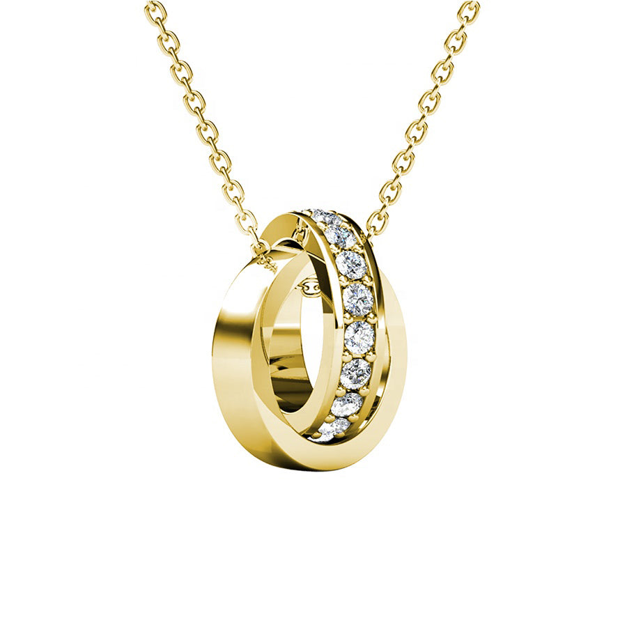 S925 Interlocking Circle Hoop Pendant Embellished with Swarovski ® Crystals