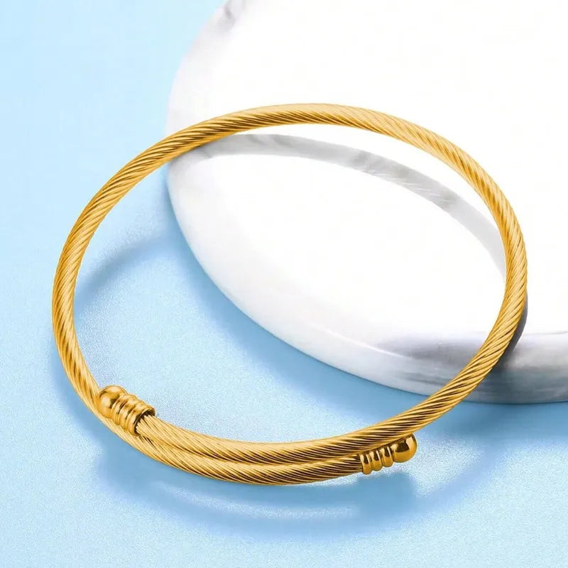 Casual Classic Style Circle Titanium Steel 18K Gold Plated Bangle