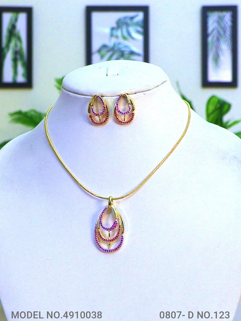 Partywear Classic Pendant Set - Cz Ruby