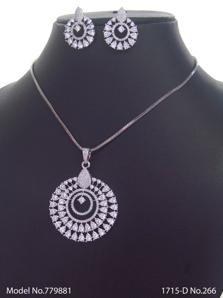 Handcrafted Cz Silver Pendant Set