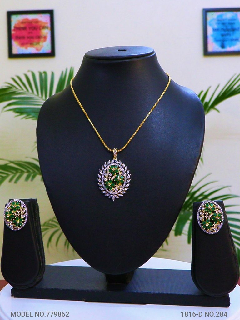 Handcrafted Partywear Cz Gold-plated Pendant Set