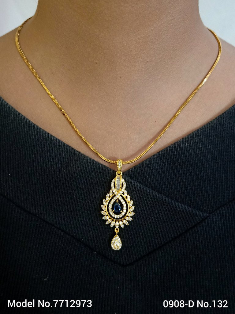 Handcrafted Classic Gold Plated Cz Pendant Set