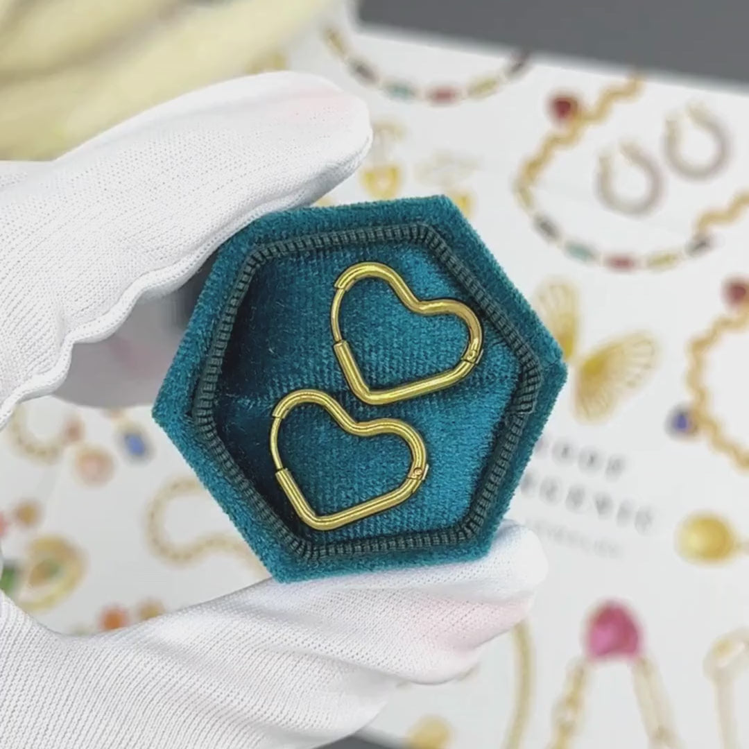 "Hearts" Earrings, 18K Gold Plated Steel