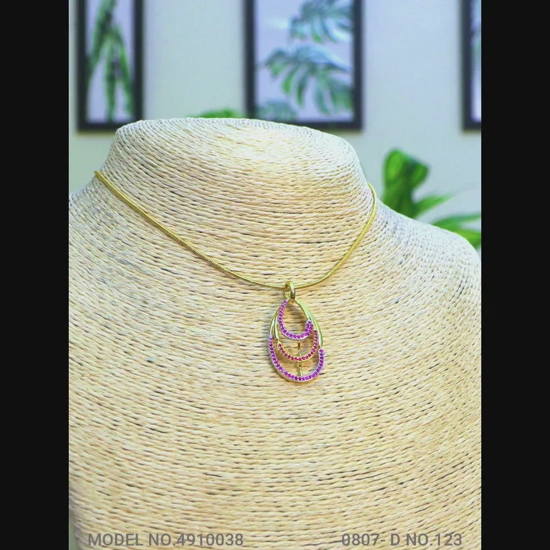 Partywear Classic Pendant Set - Cz Ruby